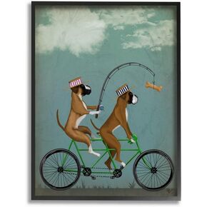 Stupell Industries Boxer Dogs Share a Bicycle Black Framed Wall Art, 16 x 20, Multi-Color