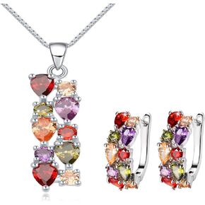 Hermosa Gemstone Hoop Earrings + Gemstone Pendants Jewelry Set
