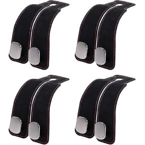 4 Pack Car Seats Hooks for Headrest, 2-in-1 Premium Leather Car Headrest Hanger with Metal Hooks, Car Seat Back Storage Hooks for Purses, Handbags, Phone