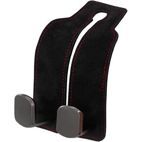 Car Seat Back Double Hooks for Headrest, Leather Car Back Seat Hooks for Purse and Bags, Upgraded 2 in 1 Purse Hook for Car Seat, Universal Vehicle Headrest Hangers for Car, Home (Black, 2PCS)