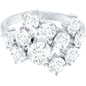 Certified Moissanite Diamond Cocktail Ring, D-Vs1 Quality, Moissanite Cluster Ring in 14K Gold Plated Silver - Gift For Her