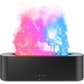 Flame Air Diffuser, Humidifier, Essential Oil Diffuser - 7 Colors, 180mL Capacity (8 Hours), Noiseless Operation, Auto-Off Protection - Perfect for Home Bedroom Office Gifts(Black)