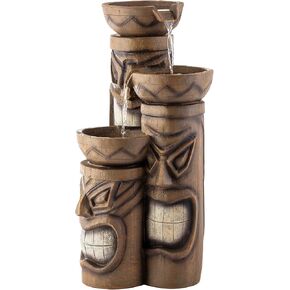 Alpine Corporation GIL838 أرضية خارجية 3 طبقات بولينيزية مهدئة، نافورة شلال، 29 بوصة، بني in Kuwait