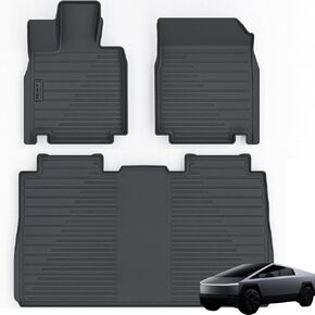 Floor Mats & Cargo Liners for 2024 Tesla Cybertruck,TPE All Weather Protection 2 Rows Car Floor Liners & Front Spare Box mat & Truck Bed Mats & Lower Layer of Rear Bucket Cushion