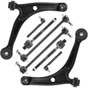 8pc Front Lower Control Arms Kit Fit for 2001-2005 Acura MDX 2003-2005 Honda Pilot with Ball Joints Sway Bar End Links Outer Inner Tie Rods
