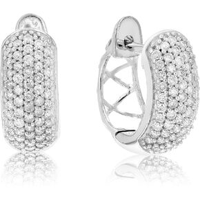 1/2 cttw Diamond Hoop Earrings .925 Sterling Silver Composite 108 Stone 1/2 Inch