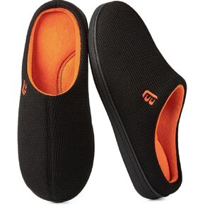 LongBay Men's Two Tone Memory Foam Slippers Slip-On Comfy House Shoes for Indoor Outdoor