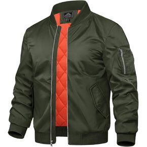 TACVASEN Mens Bomber Jacket Windproof Windbreaker Thermal Quilted Jacket Warm Winter Padded Coats