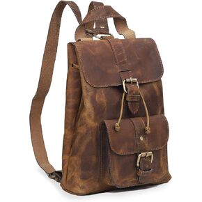 cuero Vintage Leather Mini Backpack for Women Top Grain Small Leather Backpack Purse, Travel Shoulder Backpack, Shopping Rucksack Minimalist Everyday Bag Classy Elegant Unisex Leather Backpack