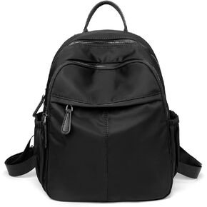 Mn&Sue Women Nylon Backpack Purse Waterproof Ladies Casual Rucksack Fashion Shoulder Bags for Travel College Daypack (Grey)