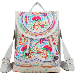 Goodhan Vintage Embroidered Women Backpack Ethnic Travel Handbag Shoulder Bag