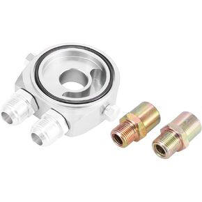 Universal Car Aluminum Alloy Oil Filter Cooler Sandwich Thread Plate Adapter Oil Cooler Kit Silver Tone M20x1.5 1/8 NPT Automotive Parts