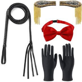 Ringmaster Costume Accessories, Women Circus Costume whip, Epaulettes, Adult Circus Ringmaster Costume Halloween Cosplay (Black)
