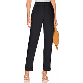 Hybrid & Company Women's High Waist Lightweight Solid Long Pants Elegant Office Trousers