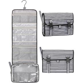 Relavel Travel Hanging Toiletry Bag for Men Women Travel Kit Shaving Bag Waterproof Large Makeup Bag Wash Bag Makeup Organizer Cosmetic Case for Bathroom Shower Black