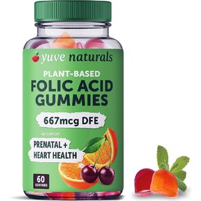 Yuve Prenatal Gummies for Women - Folic Acid Prenatal Vitamins 667 mcg DFE - Chewable Prenatal Vitamins - Hormonal Support & Folate Acid - Vegan & Natural - Prenatal Vitamins Gummies - 2 Pack of 60ct