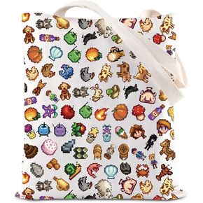 KUIYAI Stardew Game Inspired Tote Bag Farming Simulation Game Handbag Junimo Planter Gift Farm Fishing Gift Video Game Gift