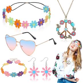 5 Pcs Hippie Costume Accessories Set for Women, 60s 70s Party Dressing Accessory Retro Party Decorations for Party Dress