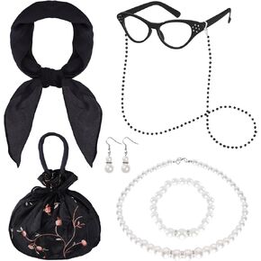 Old Lady Costume Accessories 100th Day of School Dress Up Accessories Set Old Lady Granny Costume for Women Cosplay Halloween