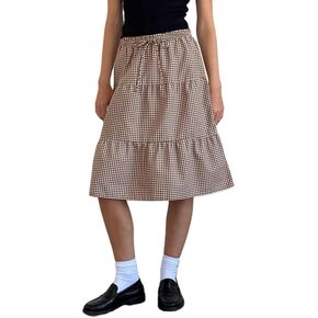 Vintage Grunge Fairycore Midi Skirts Printed Split Long Skirts A Line Mid-Calf Skirt Harajuku Fall Winter Retro Clothing in Kuwait