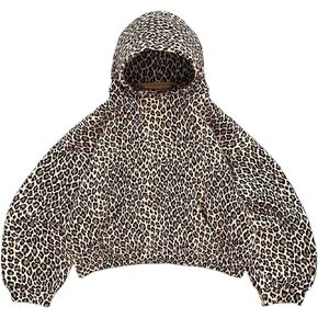 GGOOB Oversized Leopard Print Hoodie Y2k Cheetah Graphic Pullover Hooded Sweatshirt 2000s Streetwear