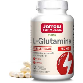 Jarrow Formulas L-Glutamine 750 mg, Dietary Supplement, Immune and Muscle Support, 120 Veggie Capsules, Up to 120 Day Supply