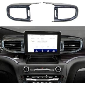 ruihe 2pc Carbon Fiber Color Centre Air Conditioning Dashboard Vent Cover Trim Fit for Ford Explorer 2020 2021 2022 2023 (with Low Version)