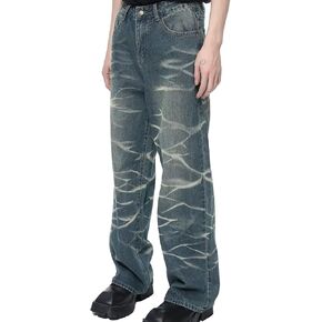 Men's Baggy Jeans Y2K Vintage 90's Hip Hop Ripped Aesthetic Style Denim Pants Straight Leg Pants Streetwear