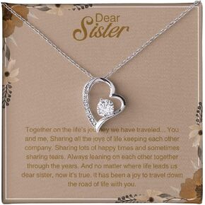 Sisters Gifts From Sister Interlocking Necklaces For 2 Big Sister and Little Sister Happy Birthday Present For Women Jewelry Best Sister with Message Card and Gift Box