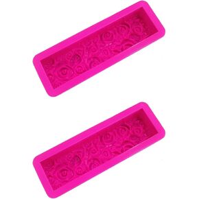 2 Pcs Flexible Rectangular Rose Soap Silicone Mold Flowers Craft Art Silicone Soap Mold Candle Making for Homemad Soap Crafts