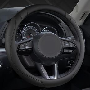 West Llama Steering Wheel Cover, Universal Leather Car Wheel Protector, 15-15.5 inch Wheel Cover fit for Most Cars (Black-Standard Size)