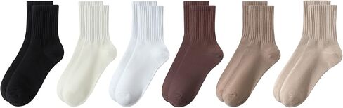VWU Women Crew Socks Cotton Dress Socks Ankle Neutral Casual Daily Wear Gilr Lady Solid Color Quarter Socks SIze 5-9/9-12 in Saudi Arabia