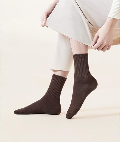 VWU Women Crew Socks Cotton Dress Socks Ankle Neutral Casual Daily Wear Gilr Lady Solid Color Quarter Socks SIze 5-9/9-12 in Saudi Arabia