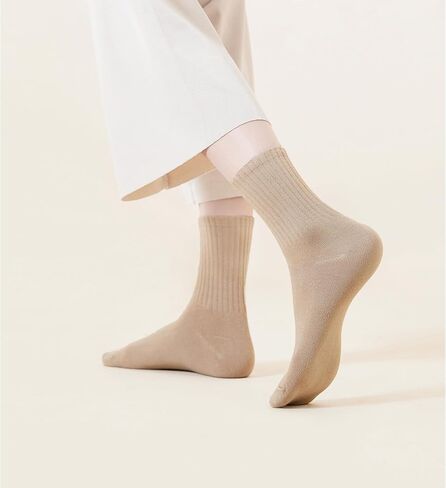 VWU Women Crew Socks Cotton Dress Socks Ankle Neutral Casual Daily Wear Gilr Lady Solid Color Quarter Socks SIze 5-9/9-12 in Saudi Arabia
