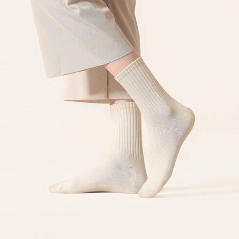 VWU Women Crew Socks Cotton Dress Socks Ankle Neutral Casual Daily Wear Gilr Lady Solid Color Quarter Socks SIze 5-9/9-12 in Saudi Arabia