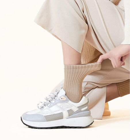 VWU Women Crew Socks Cotton Dress Socks Ankle Neutral Casual Daily Wear Gilr Lady Solid Color Quarter Socks SIze 5-9/9-12 in Saudi Arabia