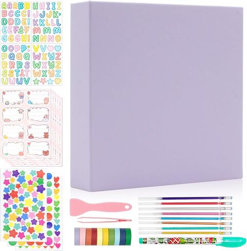 Photo Album Self Adhesive, 2x3 3x5 4x6 inch DIY Scrapbook with 25 Blank Pages, Gifts for Mom, Family Baby and Wedding (Purple) in Kuwait