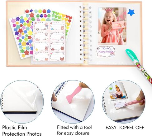 Photo Album Self Adhesive, 2x3 3x5 4x6 inch DIY Scrapbook with 25 Blank Pages, Gifts for Mom, Family Baby and Wedding (Purple) in Kuwait
