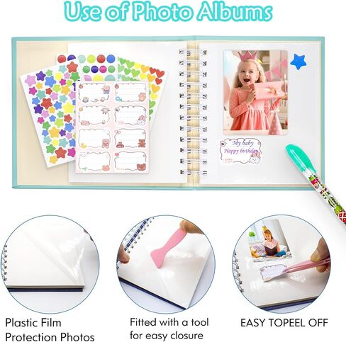 Photo Album Self Adhesive, 2x3 3x5 4x6 inch DIY Scrapbook with 25 Blank Pages, Gifts for Mom, Family Baby and Wedding (Purple) in Kuwait