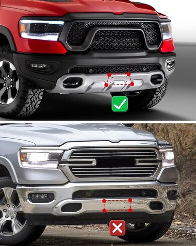 Front License Plate Bracket Holder Compatible w/ 2019-2024 Dodge Ram 1500 Bumper(Except Rebal, TRX, Classic), Black No Drill License Plate Mounting kit Replace 68274215AE CH1068151 in Kuwait