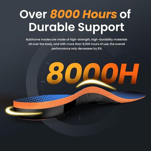 Bukihome Work Boot Insoles & Inserts - High Arch Support Insoles for Standing All Day- Heel Cups & Shoe Inserts for Plantar Fasciitis, Flat Feet, Achilles Tendonitis, Heel Pain in Saudi Arabia
