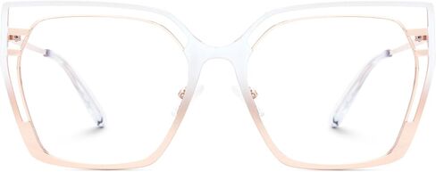 Zeelool Oversized Blue Light Glasses for Women Fashion Metal Square Eyeglasses Non Prescription Quinn in Kuwait