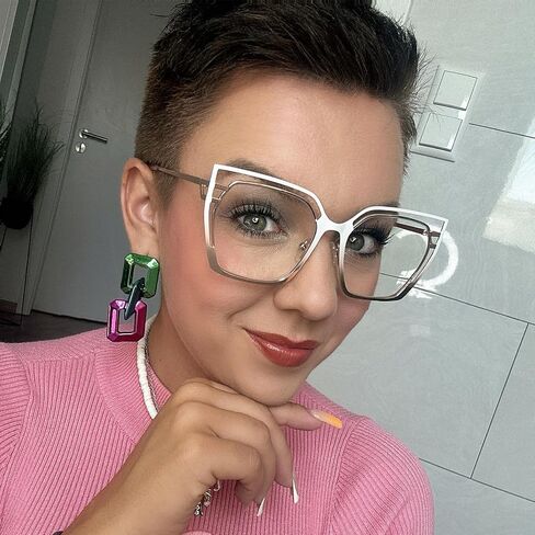 Zeelool Oversized Blue Light Glasses for Women Fashion Metal Square Eyeglasses Non Prescription Quinn in Kuwait