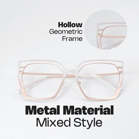 Zeelool Oversized Blue Light Glasses for Women Fashion Metal Square Eyeglasses Non Prescription Quinn in Kuwait