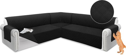 Arfntevss Sectional Sofa Cover Corner Sectional Couch Cover L Shaped Reversible Washable Sofa Slipcover for Dog Quilted U Shape Couch Cover 4 Pcs Non Slip Furniture Protector (Silver Grey, XX-Large) in Kuwait