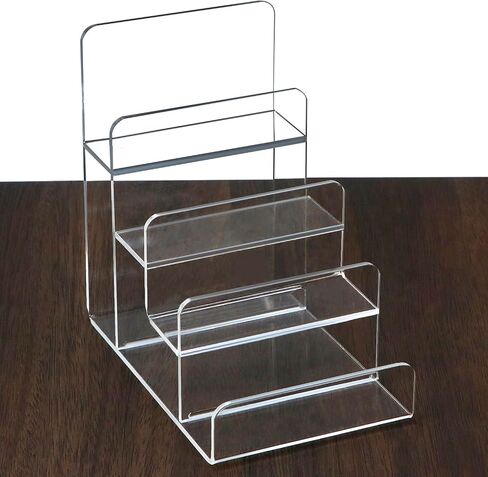 QWORK 4-Tier Acrylic Wallet وحامل عرض حقيبة اليد، متين، موفر للمساحة، حامل شفاف للاستخدام المنزلي والتجزئة in Saudi Arabia