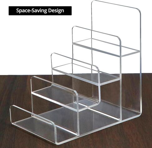 QWORK 4-Tier Acrylic Wallet وحامل عرض حقيبة اليد، متين، موفر للمساحة، حامل شفاف للاستخدام المنزلي والتجزئة in Saudi Arabia
