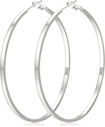 LOUMILEO Sterling Silver Hoop Earrings Large Silver Hoop Earrings for Women Lightweight Big Silver Hoop Earrings Hypoallergenic Thin Silver Hoop Earrings for Women 30/40/50/60/65/70MM in Kuwait