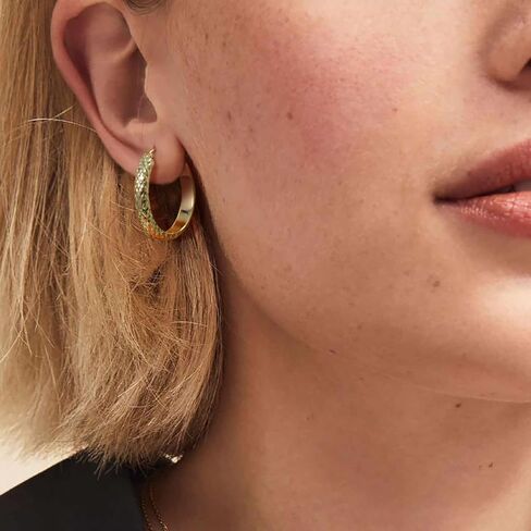 NEARLAND Gold Earrings 14K Gold Hoop Earrings for Women Trendy 14K Gold Earrings Gold Hoop Earrings Unique Pattern Gold Earrings for Women Hoops Earrings Gifts for Women 25mm*4.4mm in Saudi Arabia