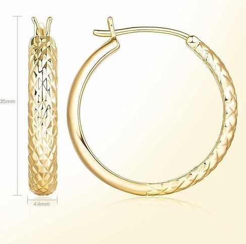 NEARLAND Gold Earrings 14K Gold Hoop Earrings for Women Trendy 14K Gold Earrings Gold Hoop Earrings Unique Pattern Gold Earrings for Women Hoops Earrings Gifts for Women 25mm*4.4mm in Saudi Arabia